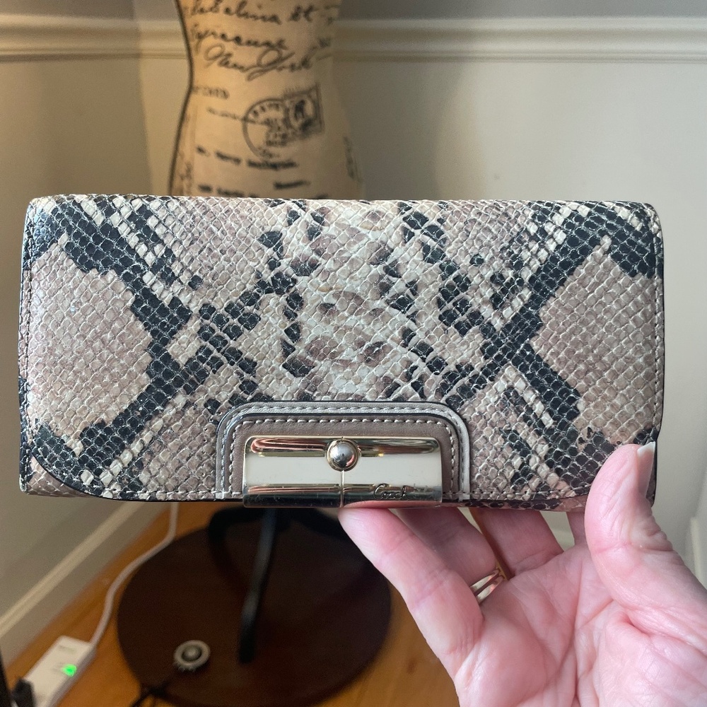 Coach Tan/Brown Python Leather Continental Wallet - image 1